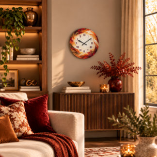 Luxe Herfst Werveling Abstract Ronde Wandklok Grote Klok