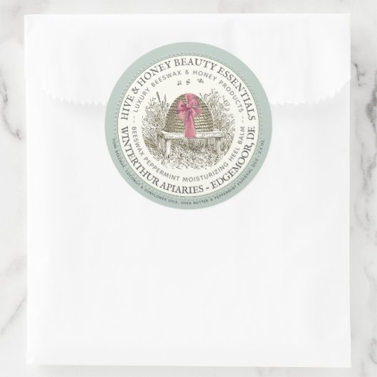 Luxe Hiel Balm Label Peppermint met Skep en Bow (Tas)