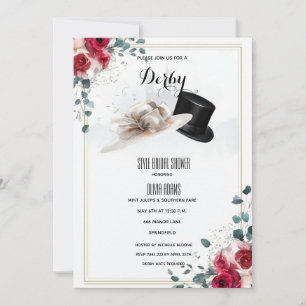 Luxe Hoge Hoed Kentucky Derby Bruidsdouche Uitnodi Kaart
