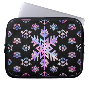 Luxe holografische sneeuwvlok Kerstcollectie Laptop Sleeve