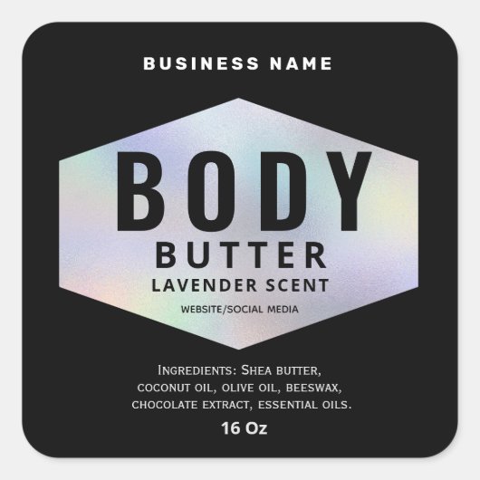 Luxe holographique minimaliste étiquette de beurre (Devant)