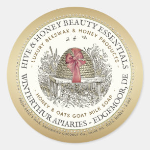 Luxe honing-zeep Gold met schuin en hoes Ronde Sticker