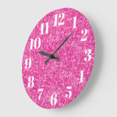 Luxe Hot Pink Glitter Trendy Nummers Grote Klok (Hoek)