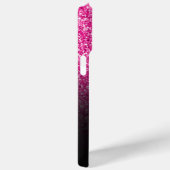 Luxe Hot Pink Glitter Zwarte Gradiënt Case-Mate iPhone Case (Achterkant / Rechts)