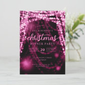 Luxe Hot Pink Winter Lights Kerstmis Kaart (Staand voorkant)