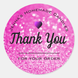Luxe hot-roze glitter elegant Eenvoudig bedankt Ronde Sticker