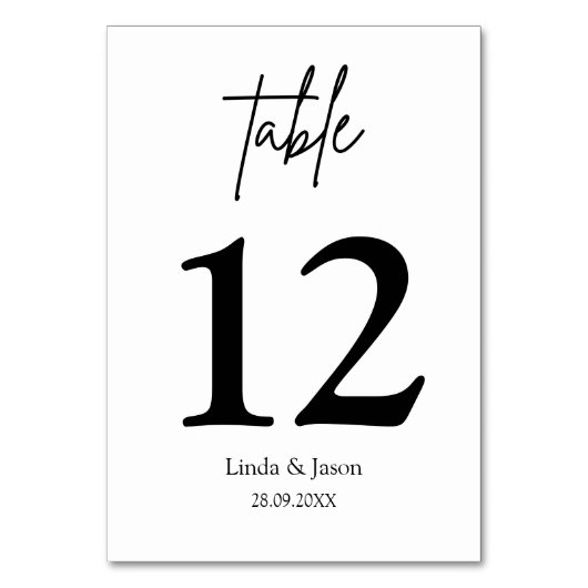 Luxe Huwelijks Kalligrafie Schrift Tafelnummer (Voorkant)