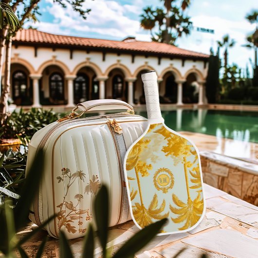 Luxe Imperial Monogrammed Gouden Palm Tree Pickleball Paddle
