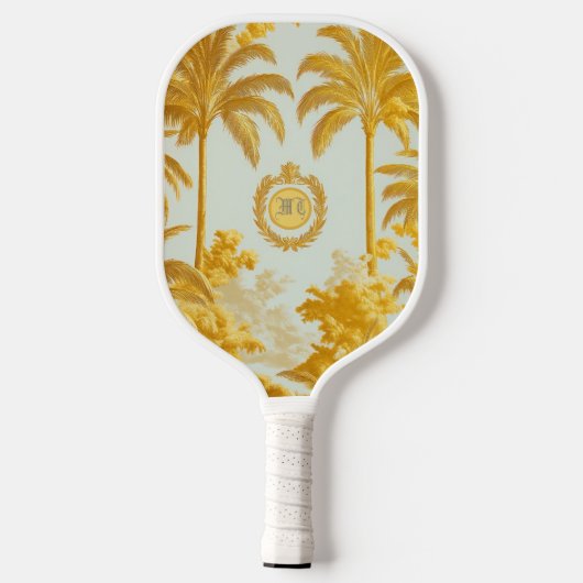 Luxe Imperial Monogrammed Gouden Palm Tree Pickleball Paddle (Achterkant)