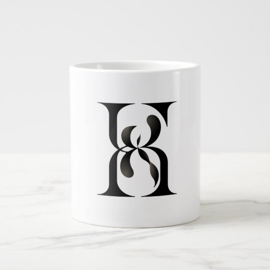 Luxe in elkaar grijpende Initialen Monogram Elegan Extra Grote Beker (Voorkant)