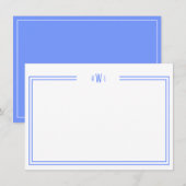 Luxe Initiaal Personal Stationery Blue Notitiekaartje (Voorkant / Achterkant)