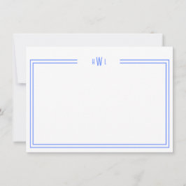Luxe Initiaal Personal Stationery Blue Notitiekaartje