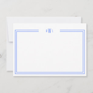 Luxe Initiaal Personal Stationery Blue Notitiekaartje