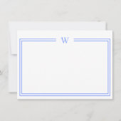 Luxe Initiaal Personal Stationery Blue Notitiekaartje (Voorkant)