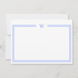 Luxe Initiaal Personal Stationery Blue Notitiekaartje