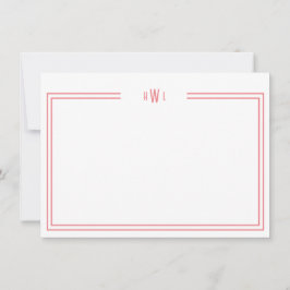 Luxe Initiaal Personal Stationery Coral Notitiekaartje
