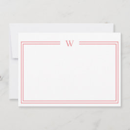 Luxe Initiaal Personal Stationery Coral Notitiekaartje