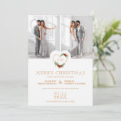 Luxe Initialen Floral Kerstmis Hart 2 Foto's Save The Date (Staand voorkant)