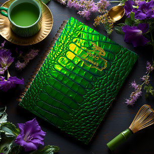 Luxe iriserende groene faux krokodil notitieboek