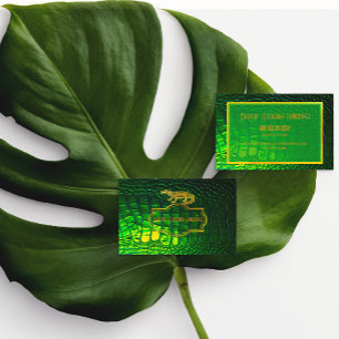 Luxe iriserende groene faux krokodil skin bus visitekaartje