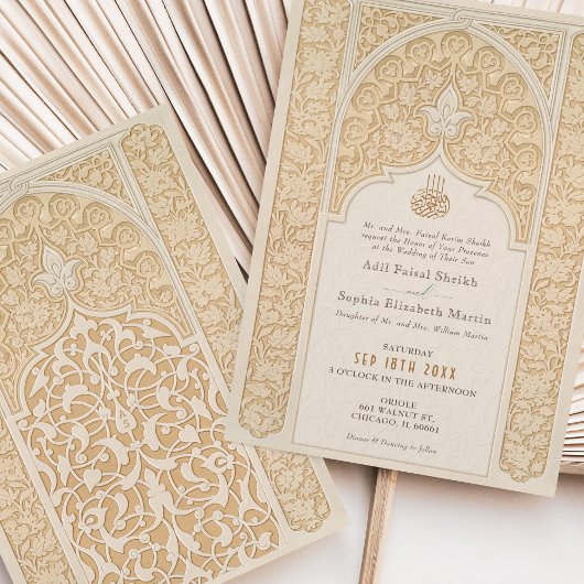 Luxe islamitische bruiloft Arabesk ontwerp Kaart