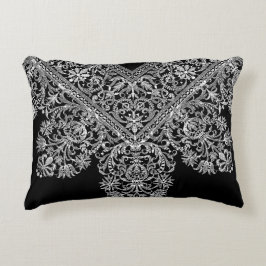 Luxe Italiaans kanten patroon wit op zwart Accent Kussen