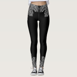 Luxe Italiaans kanten patroon wit op zwart Leggings