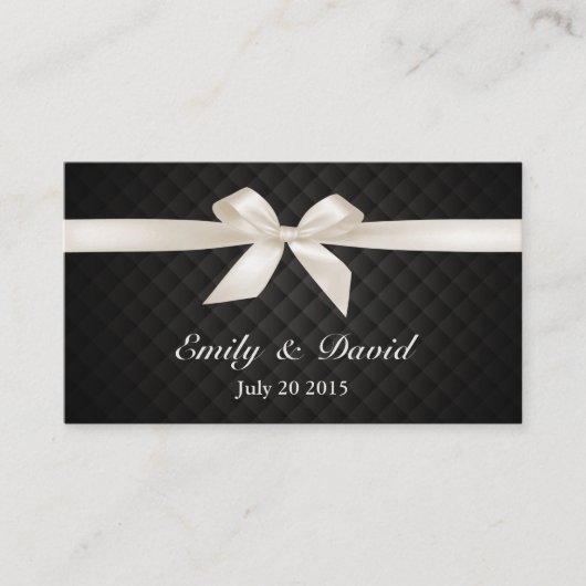 Luxe ivoire ruban Mariage Site Web Insérer carte (Devant)