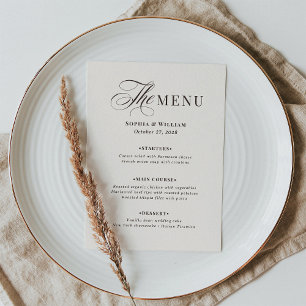 Luxe ivoor en espressobruin Neutrale trouwdag Menu