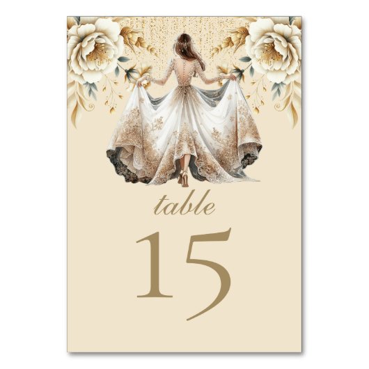 Luxe Ivoor & Goud Quinceañera Kaart (Achterkant)