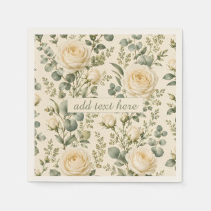 Luxe Ivoors Rose & Salie Groene Eucalyptus Bruilof Servet