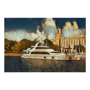 Luxe Jacht Muurkunst Kust Haven Scene Perfect Poster