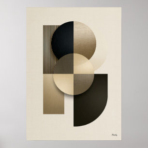 Luxe Japandi geometrische abstracte wandkunst goud Poster