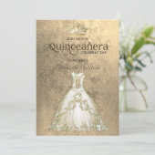 luxe jurk goudtiara Quinceañera Kaart (Staand voorkant)