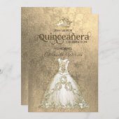luxe jurk goudtiara Quinceañera Kaart (Voorkant / Achterkant)