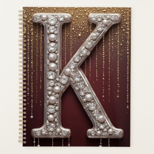 Luxe juweel letter K monogram met glitters Planner