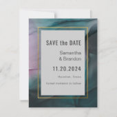 Luxe juwelen inktwasweddenschap sparen de datum save the date (Voorkant)