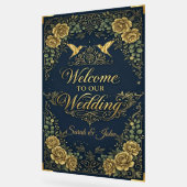 Luxe kalligrafie gouden marine welkom bruiloft acryl bord (Hoek)