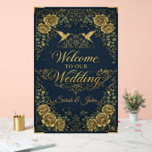 Luxe kalligrafie gouden marine welkom bruiloft acryl bord (Huwelijk)