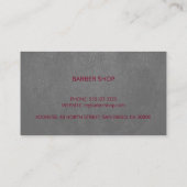 Luxe kapperszaak grijs leder look bordeaux visitekaartje (Achterkant)