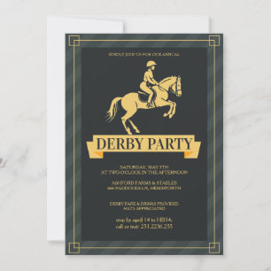 Luxe Kentucky Derby-feestuitnodiging Gouden Paard Kaart