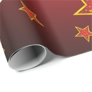 Luxe kerstman Red Faux Gold kerststerren Cadeaupapier