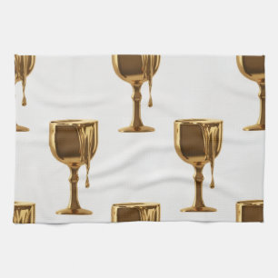 Luxe Keuken Theedoeken Set: 3D Vloeibaar Goud Stro