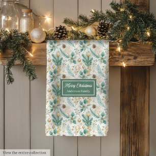 Luxe Keukenhanddoek Witte Poinsettia Kerst