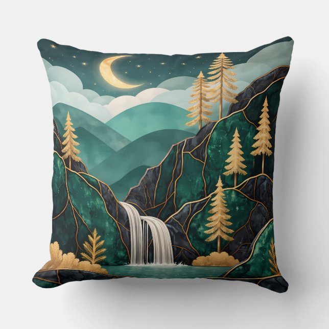 Luxe Kintsugi Bergwaterval Kussen (Voorkant)