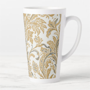 Luxe, Klassiek, Elegant, Goud Beige Patroon Latte Mok