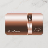 Luxe koperen blush glanzende diamanten en Initiale Visitekaartje (Voorkant)