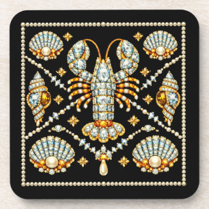 Luxe kreeft met juweelpatroon diamant bier onderzetter