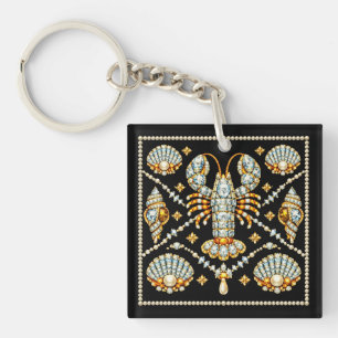 Luxe kreeft met juweelpatroon diamant sleutelhanger