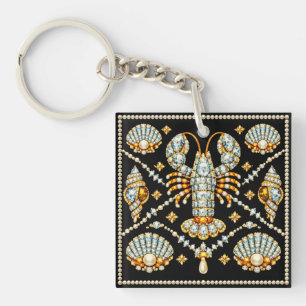Luxe kreeft met juweelpatroon diamant sleutelhanger